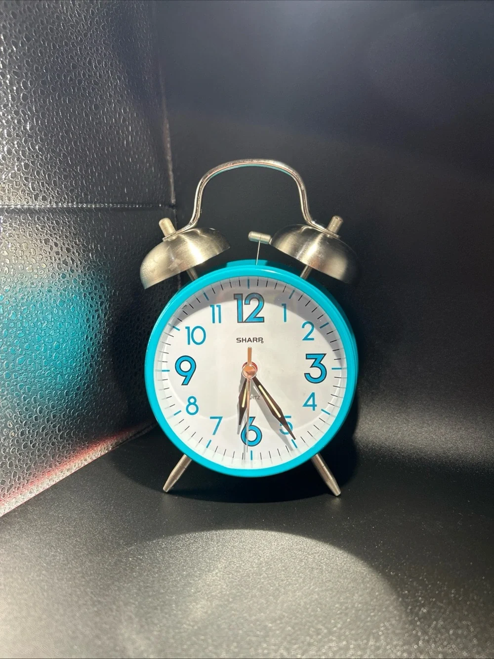 SHARR Retro Twin Bell Wall Clock in Turquoise